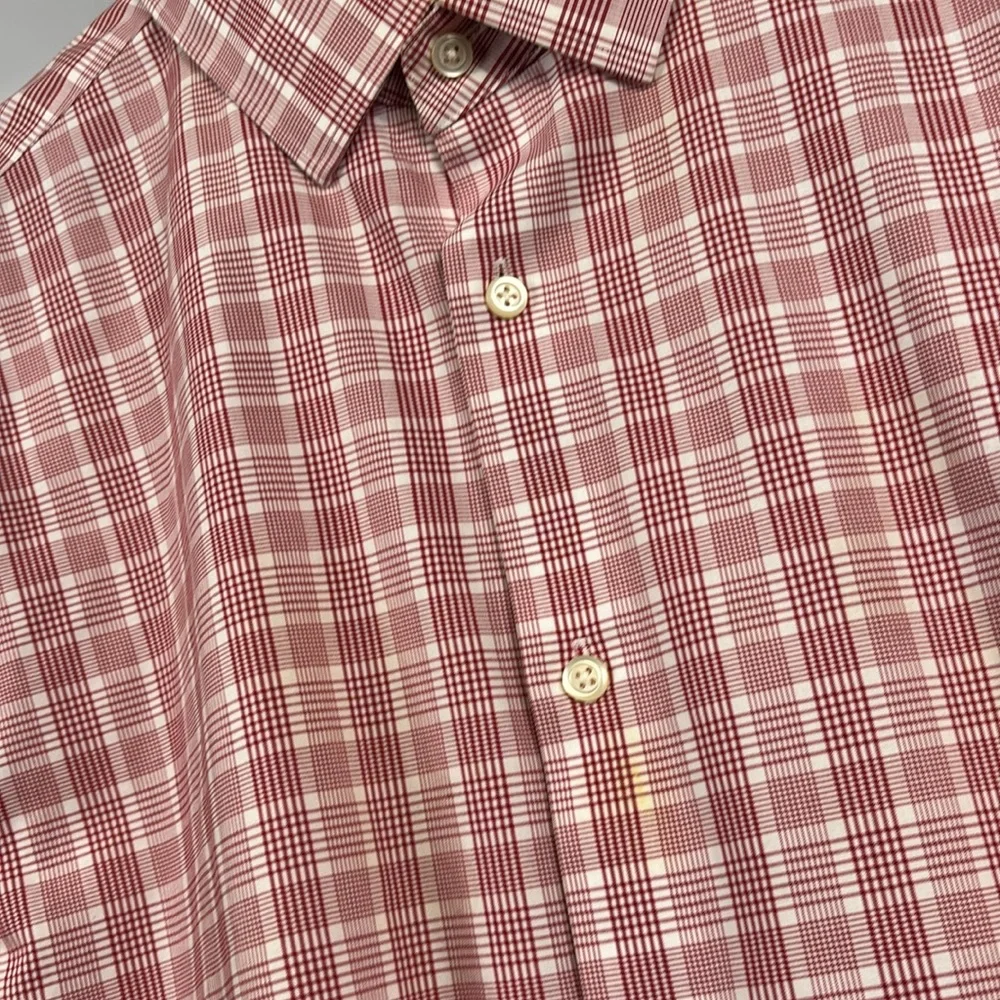 Banana Republic Plaid Button-Down Long Sleeve Shirt - XL - Grant Fit - Salmon
